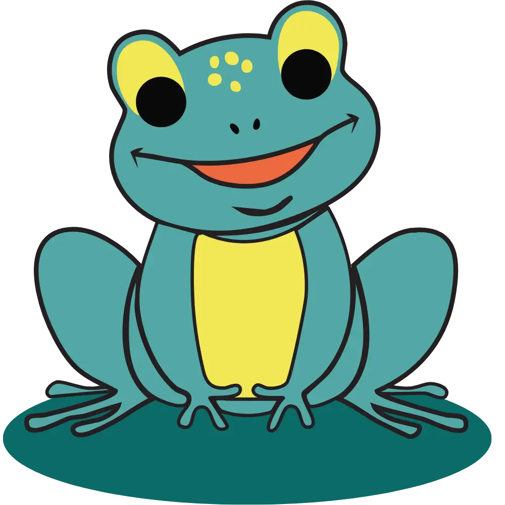froglily baby brand mark: a frog on a lilypad